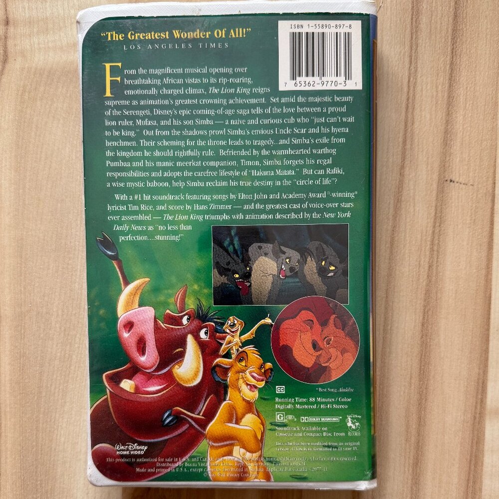 Lion King VHS Tape - Picture 3 of 3
